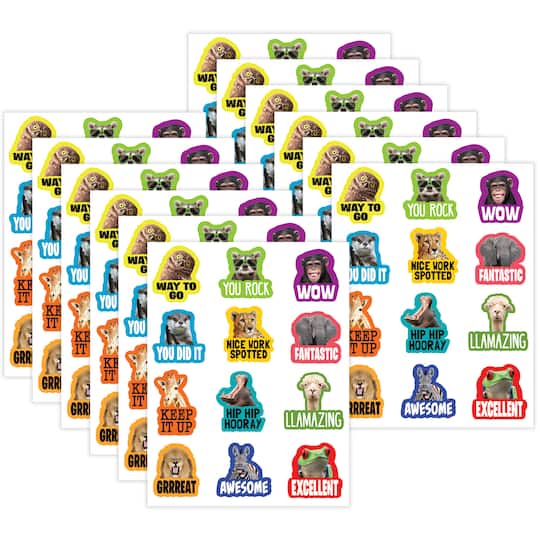 Teacher Created Resources® Go Wild Animals Stickers, 72 Per Pack, 12 Packs total of 854